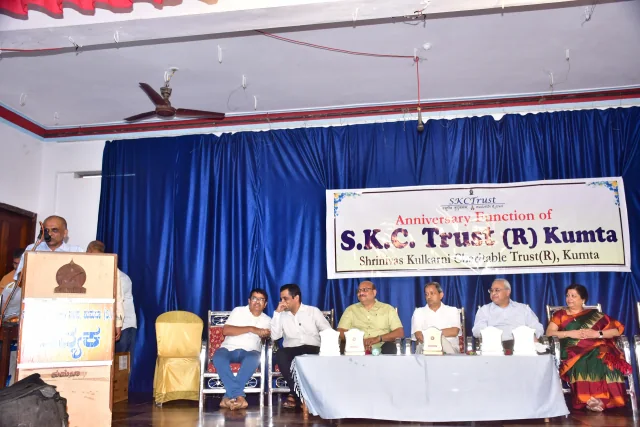 Dr. Prashant Hegde, a Trustee of the SKC Trust, speaks in the 5th anniversary function of the Trust